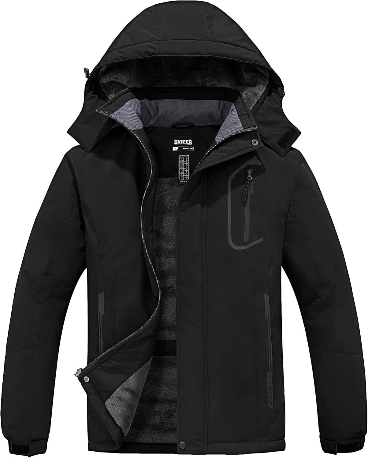 Men'S Mountain Waterproof Ski Jacket Winter Rain Jacket Warm Fleece Snow Coat