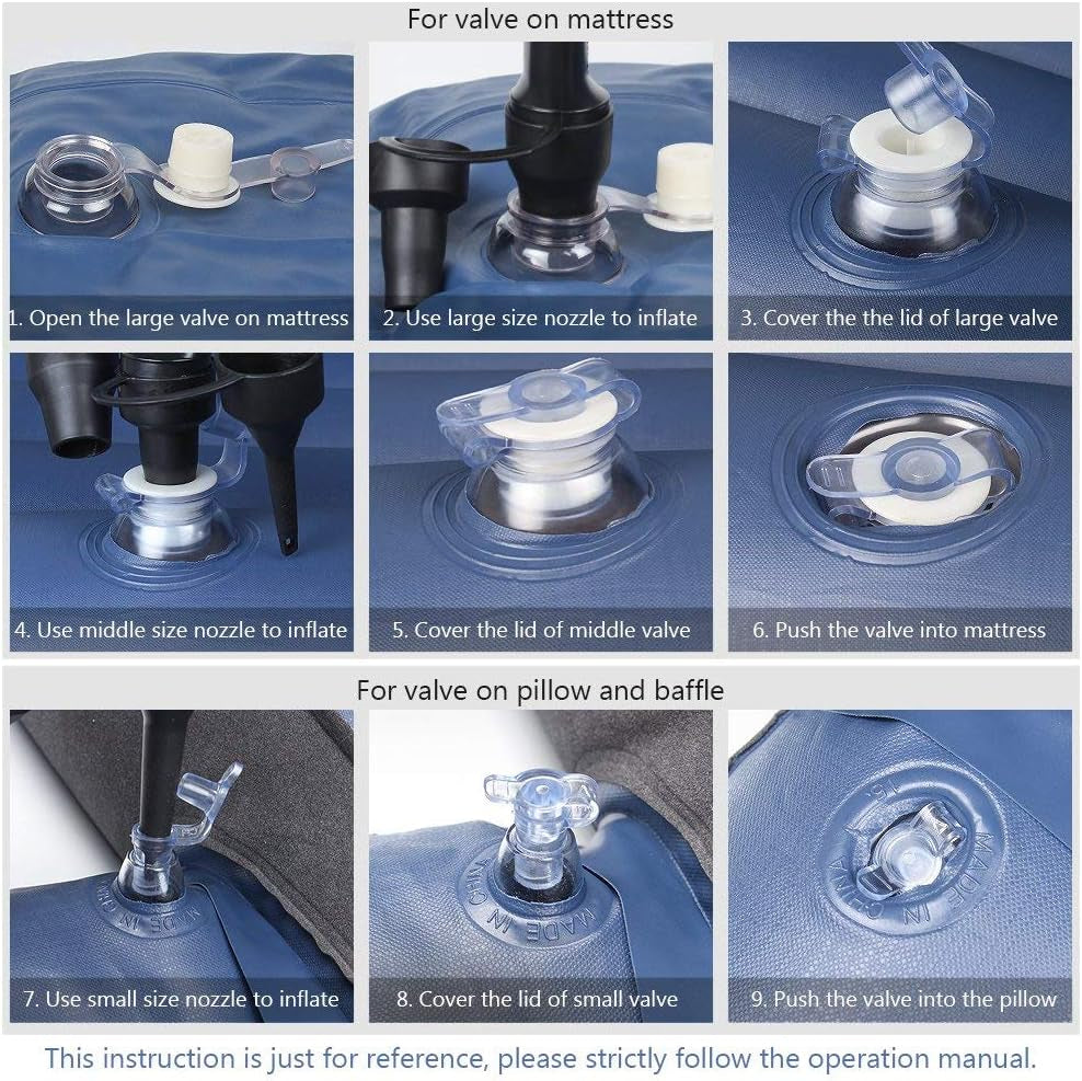 Inflatable Car Air Mattress with Pump, Headboard, 2 Pillows, Footstools Blow up Air Bed Mattress for Car SUV Truck Back Seat Portable Compact Twin Size Air Mattress for Travel and Camping, Gray