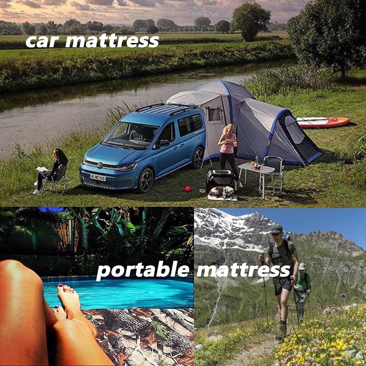 Memory Foam Camping Mattress Roll up Portable Folding Sleep Mat Pad Topper Guest Bed Waterproof Multi Function Tent Removable Cover Travel Bag (Army Green/Maple Leaf)