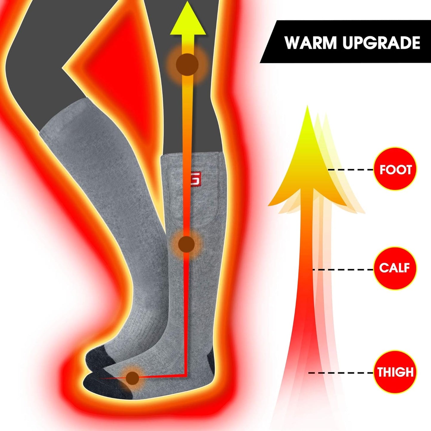 Heated Scoks Winter Electric Rechargeable 3 Heating Settings Thermal Sock for Men and Women