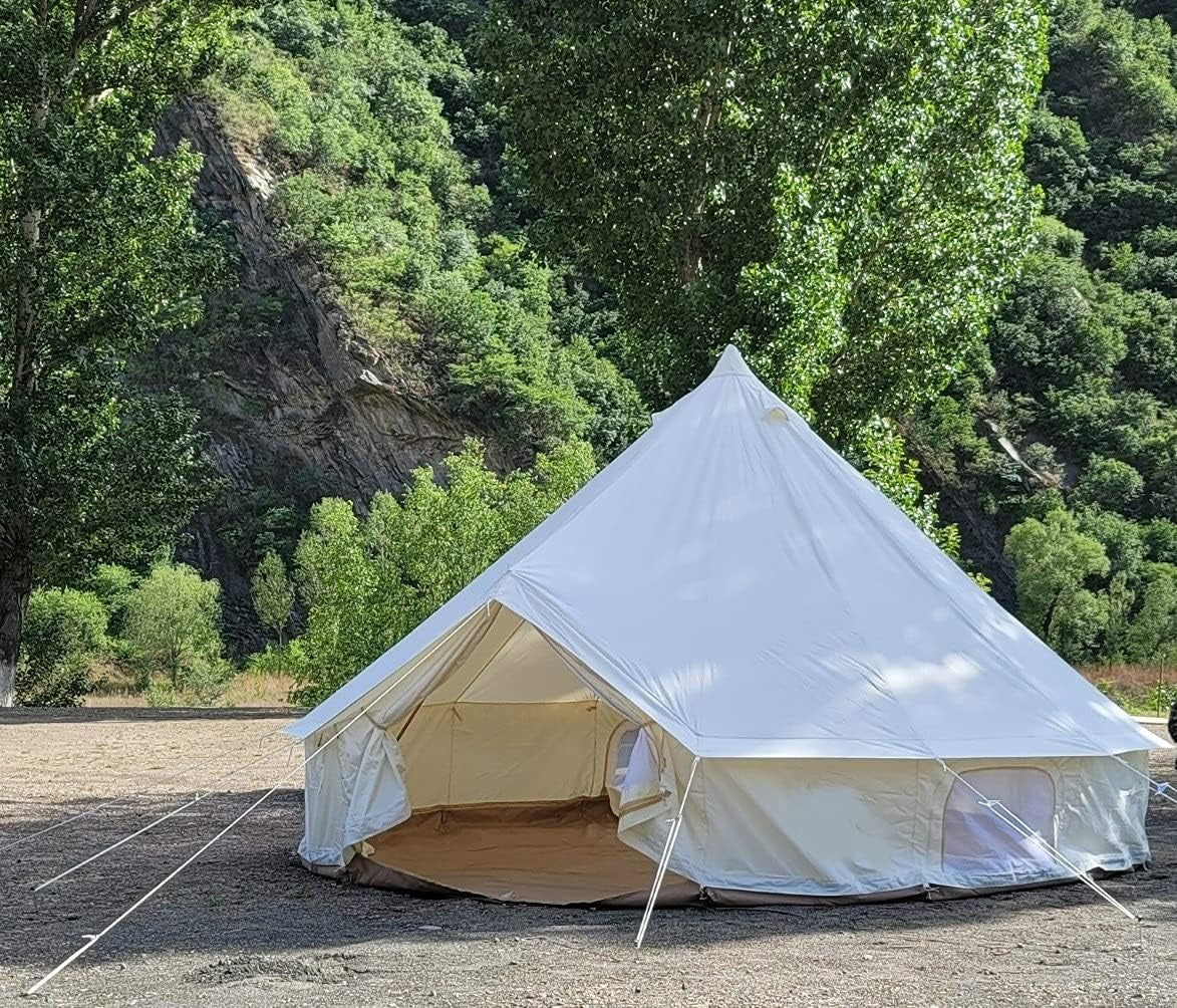 Luxury New Oxford Fabric Bell Tent with Stove Jack (Sidewall), Suitable for 4 Season Waterproof Family Outdoor Glamping Yurt Tent