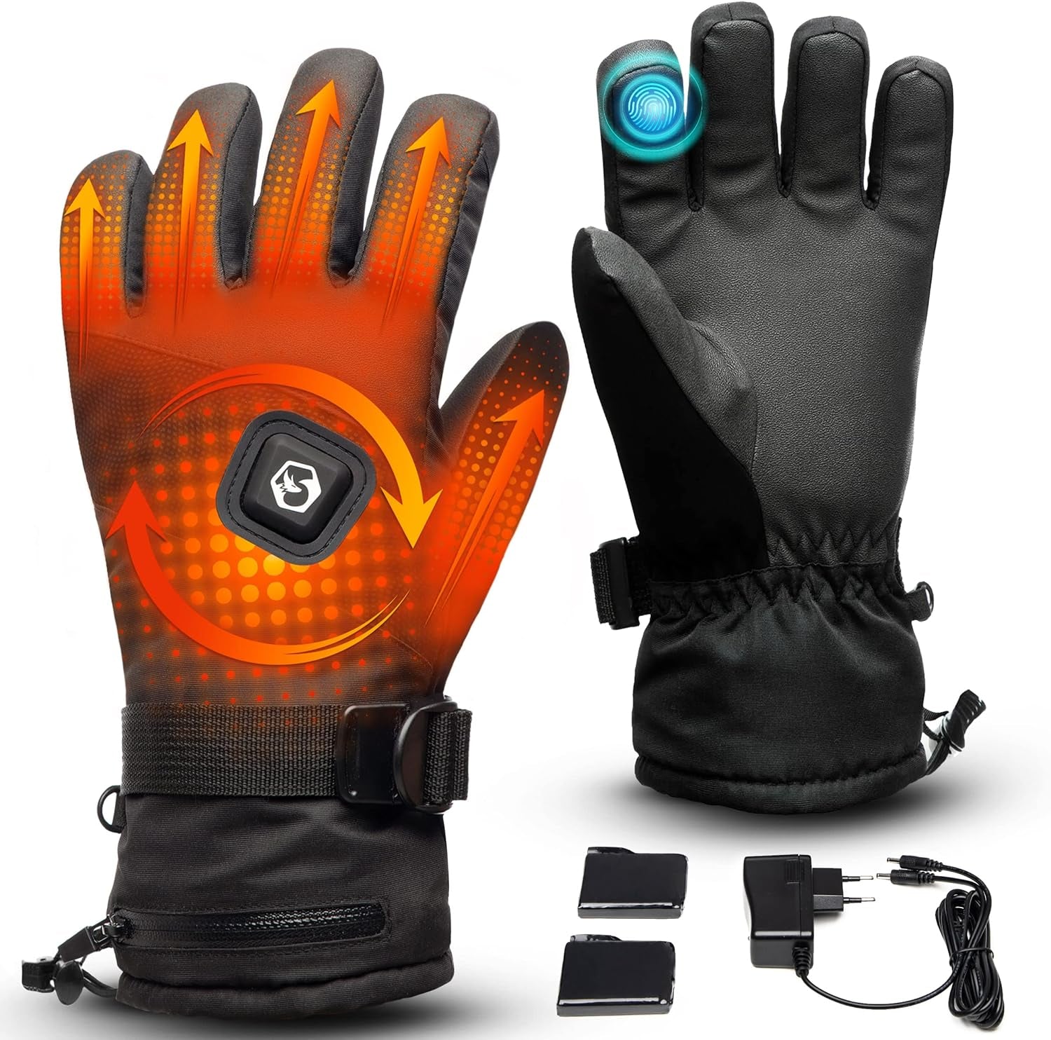 Heated Gloves for Men & Women - 3 Heat Settings, Touchscreen Compatible, Rechargeable Waterproof Electric Gloves for Winter Outdoor Sports