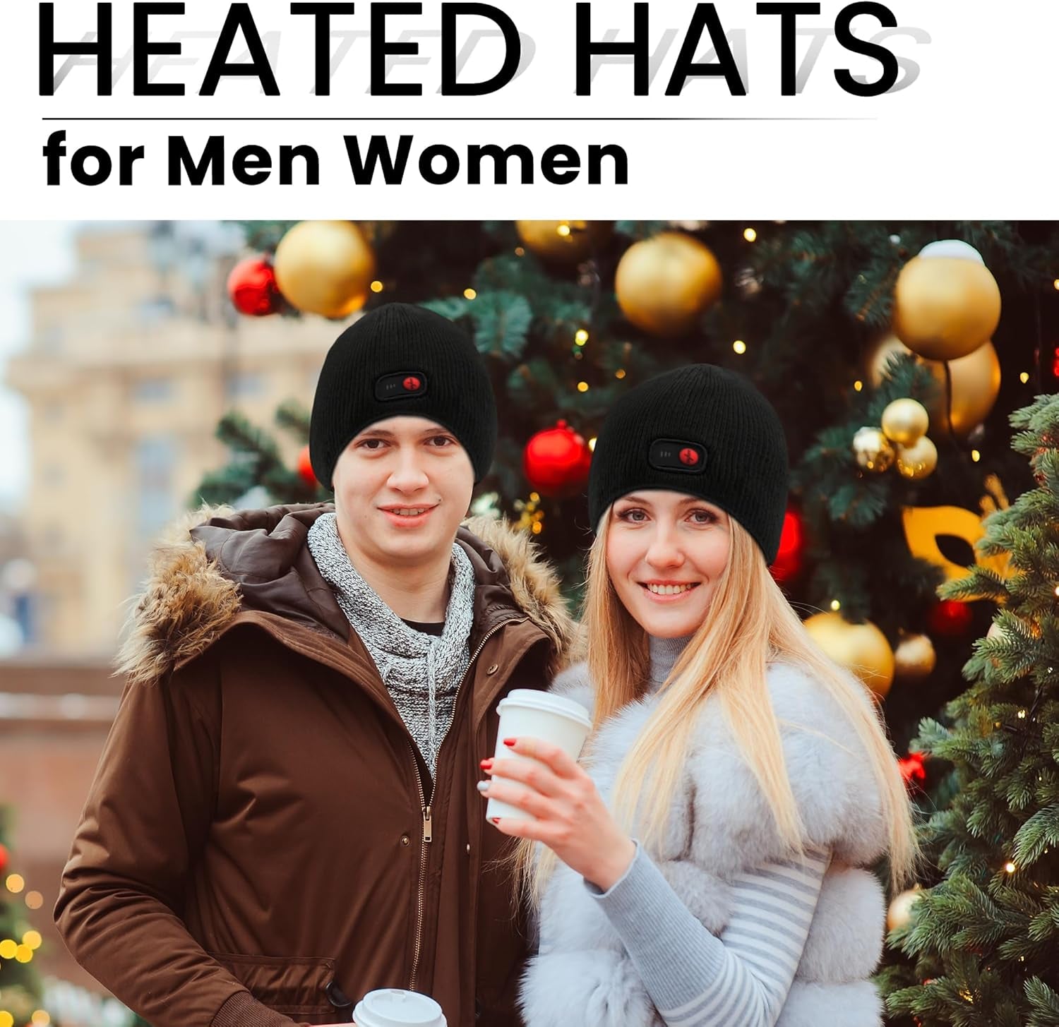 Rechargeable Heated Hats for Men Women Electric Heated Beanie Hat, Battery Heat Cap for Fishing Skiing Motorcycling