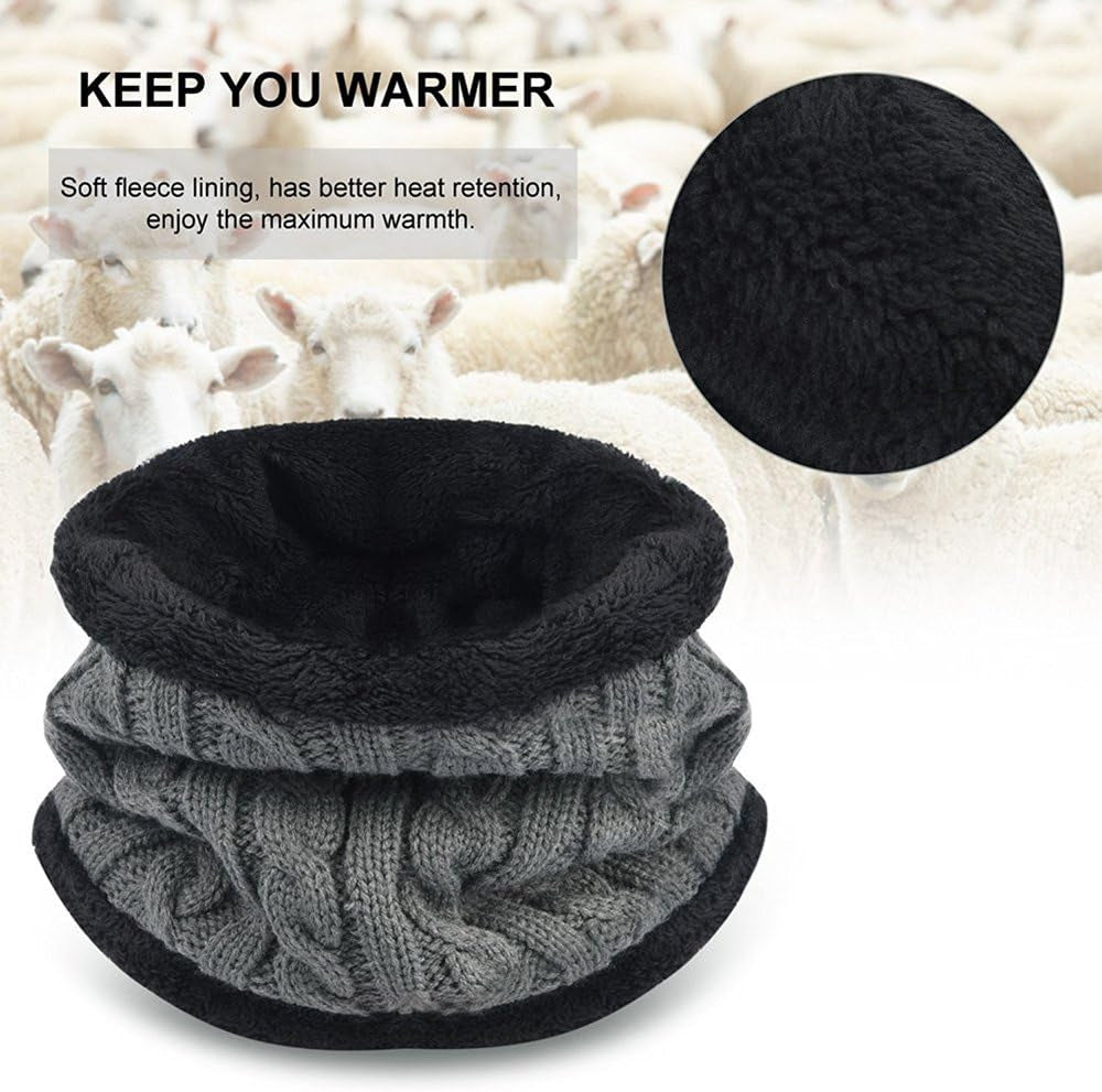 Winter Beanie Hat Scarf Set Warm Knit Hat Thick Knit Skull Cap Touch Screen Glove Unisex