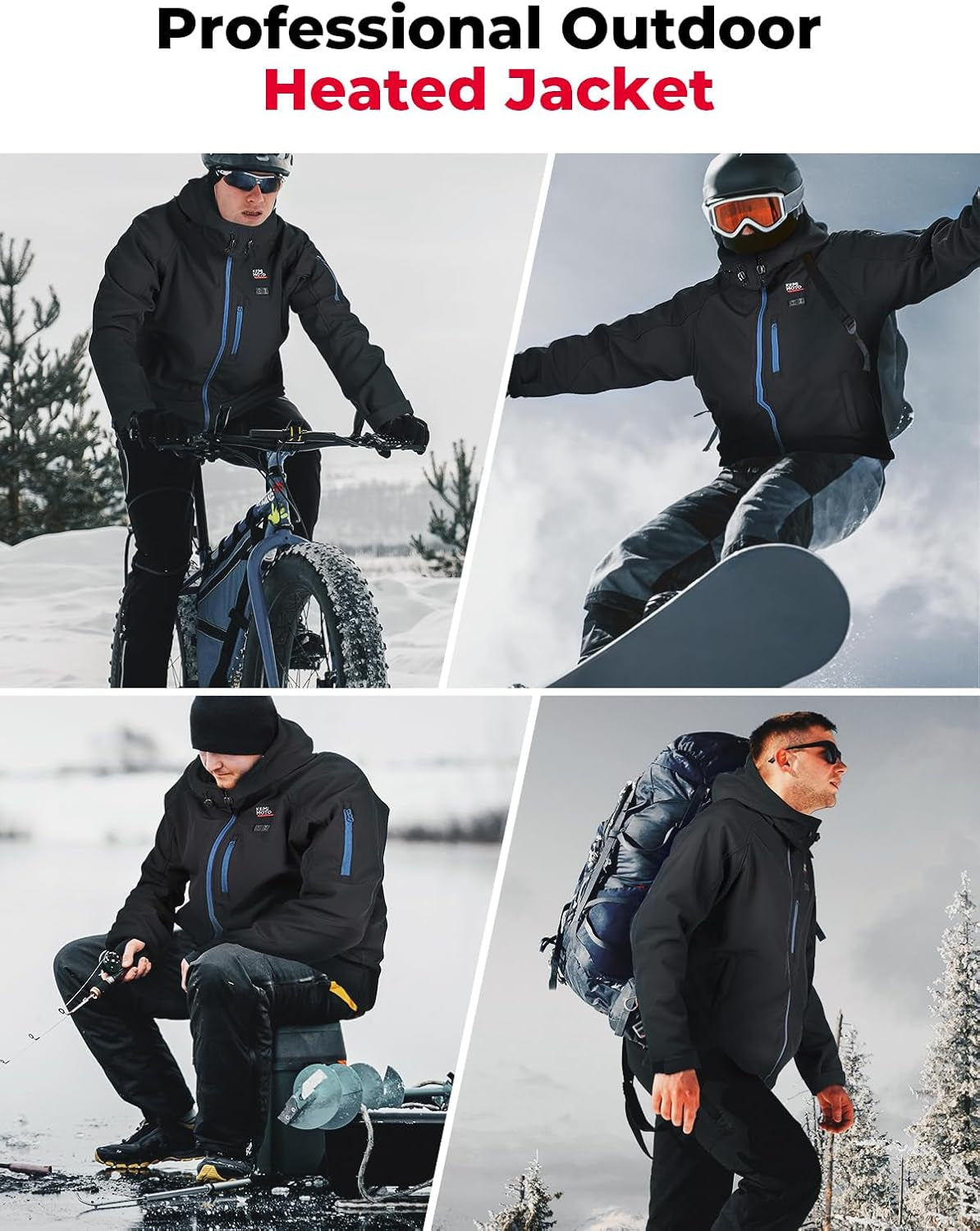 Heated Jackets with 9600Mah Battery Pack, Waterproof Winter Coat with Soft Shell, Electric Heating Coat for Outdoor