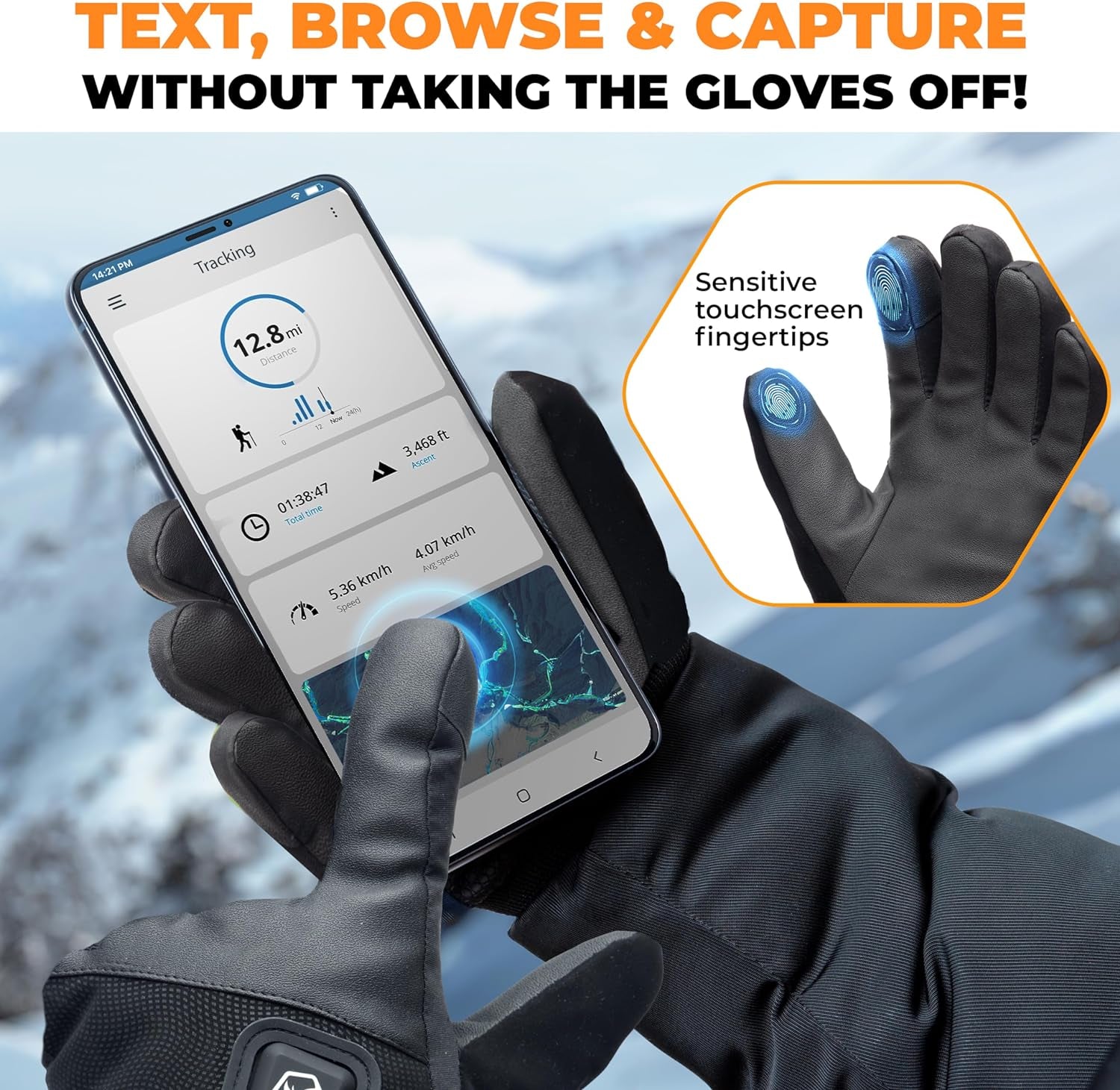 Heated Gloves for Men & Women - 3 Heat Settings, Touchscreen Compatible, Rechargeable Waterproof Electric Gloves for Winter Outdoor Sports