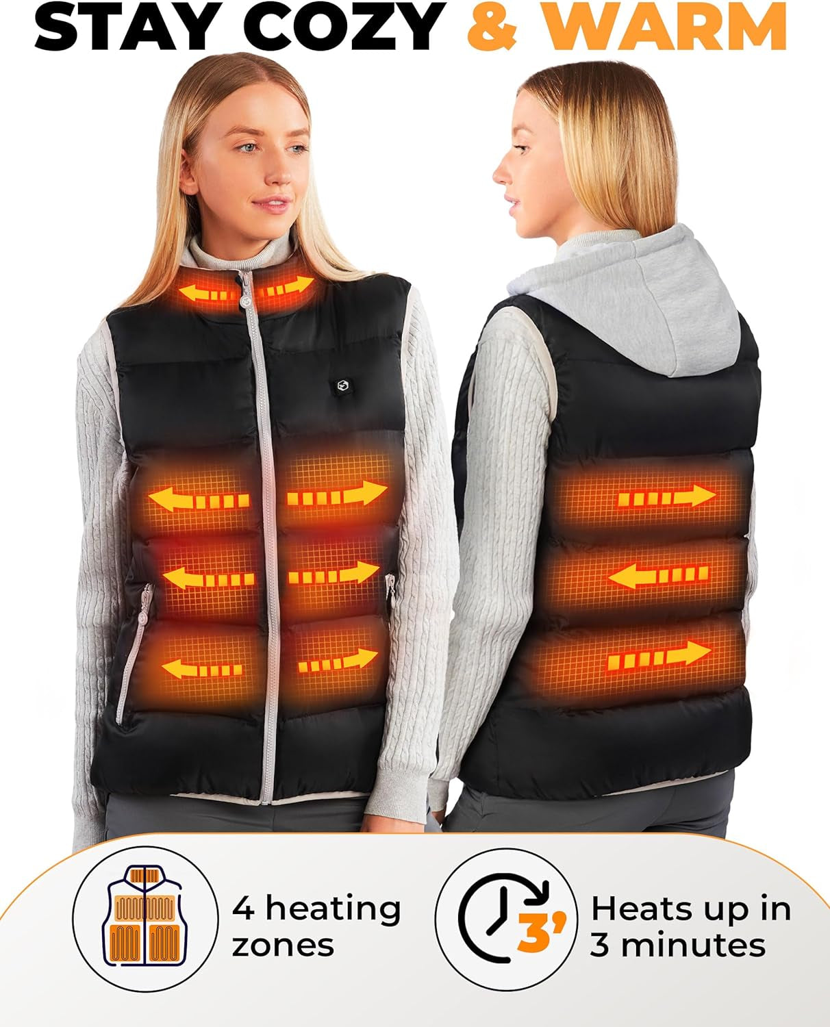 Women’S Lightweight Heated Vest with Battery Pack