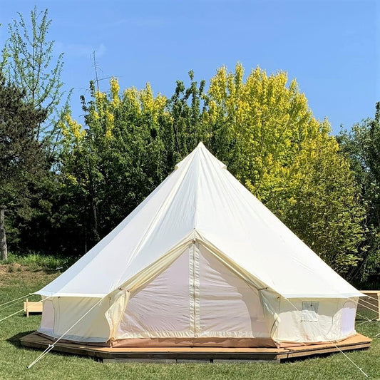 Luxury New Oxford Fabric Bell Tent with Stove Jack (Sidewall), Suitable for 4 Season Waterproof Family Outdoor Glamping Yurt Tent