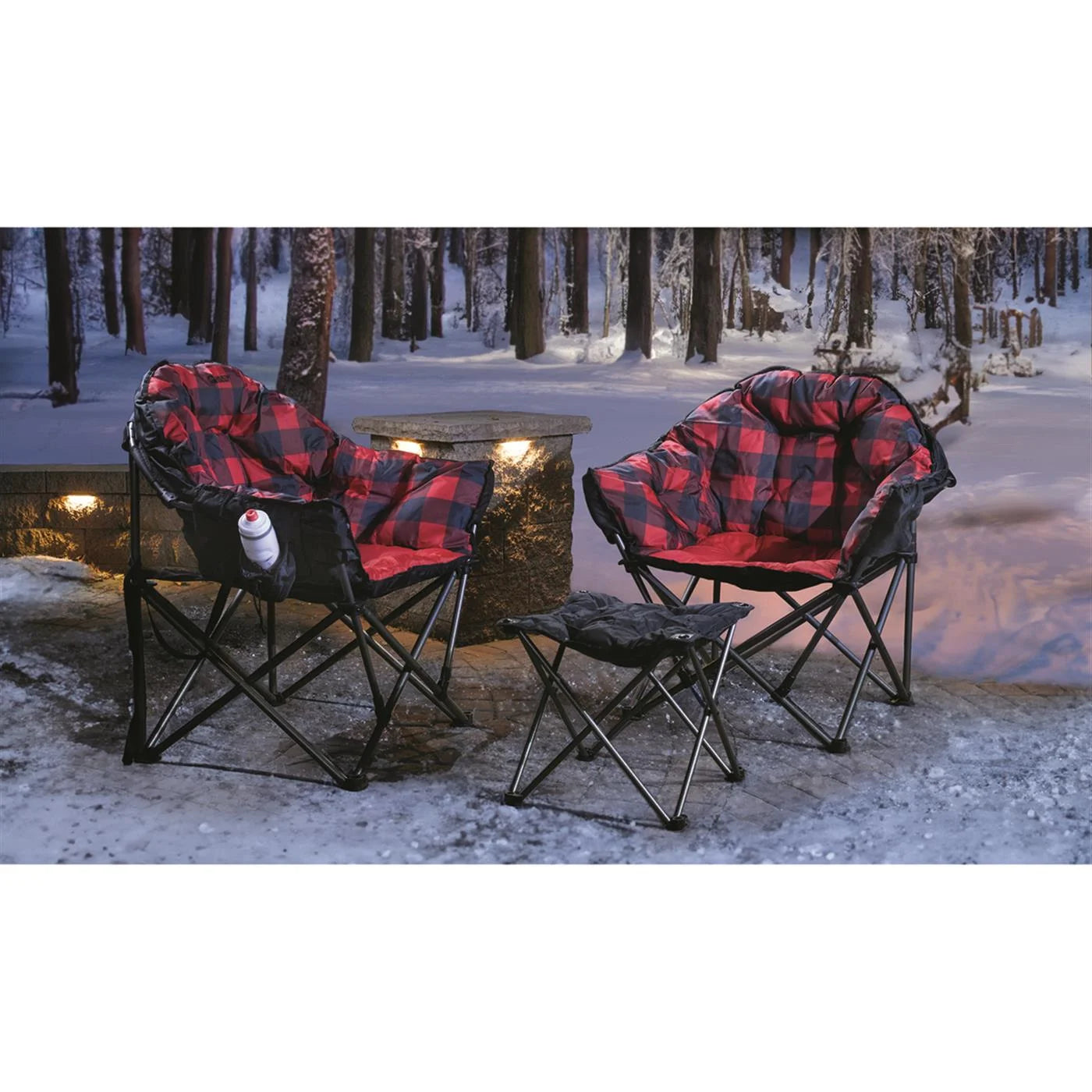 Oversized Club Camp Chair, 500-Lb. Capacity Red Plaid