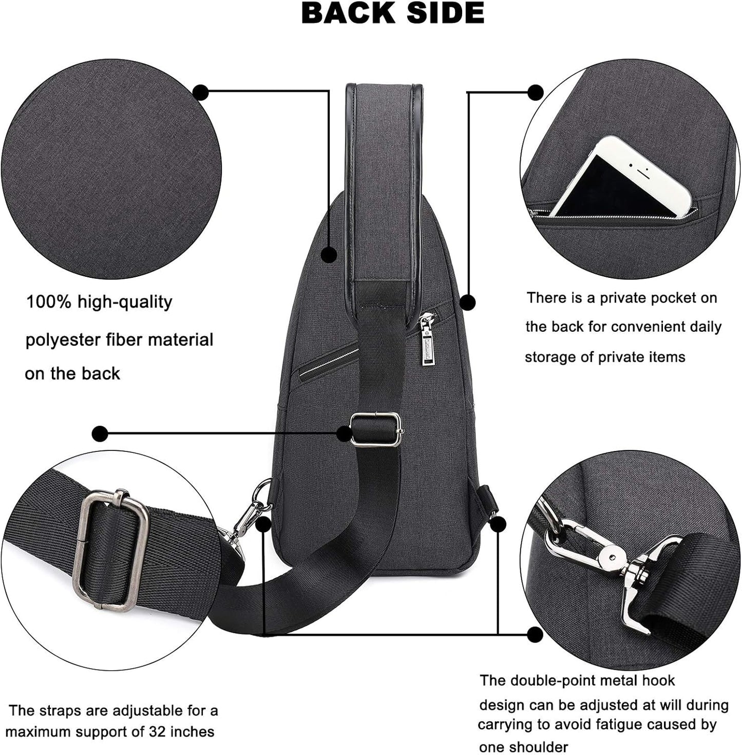 Crossbody Sling Backpack, Sling Bag for Men Women, Multi-Purpose Chest Shoulder Bag, Hiking Travel Daypack