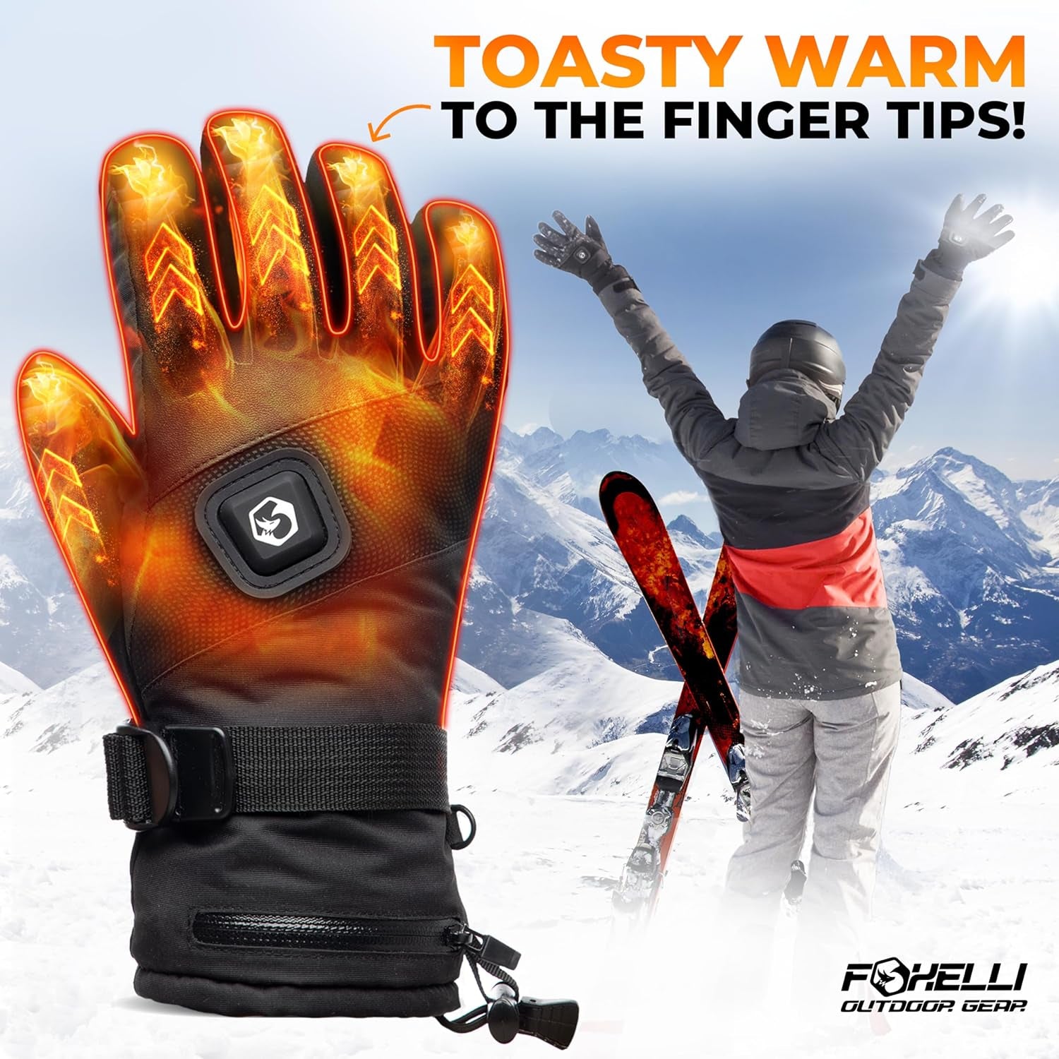 Heated Gloves for Men & Women - 3 Heat Settings, Touchscreen Compatible, Rechargeable Waterproof Electric Gloves for Winter Outdoor Sports