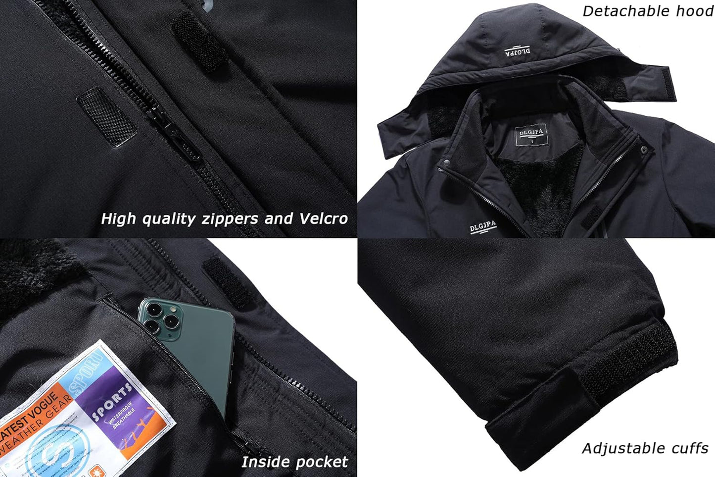 Men's Mountain Waterproof Windproof Hooded Ski Jacket