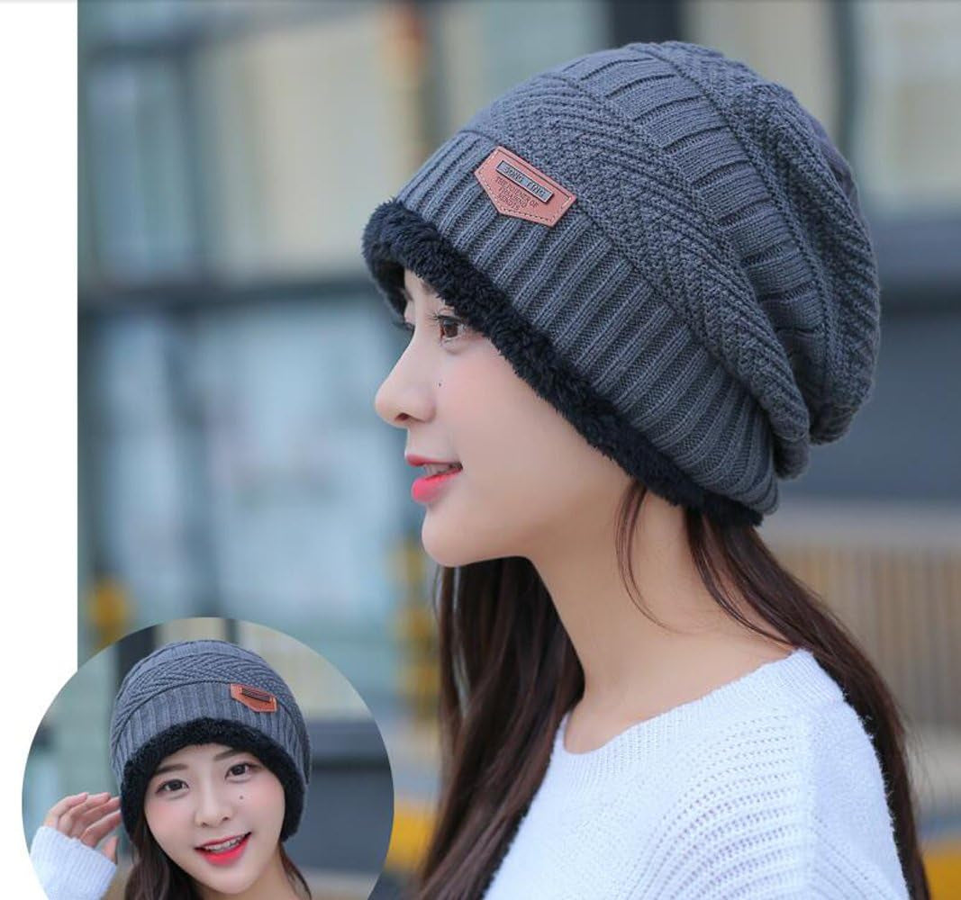 Winter Beanie Hat Scarf Set Warm Knit Hat Thick Knit Skull Cap Touch Screen Glove Unisex