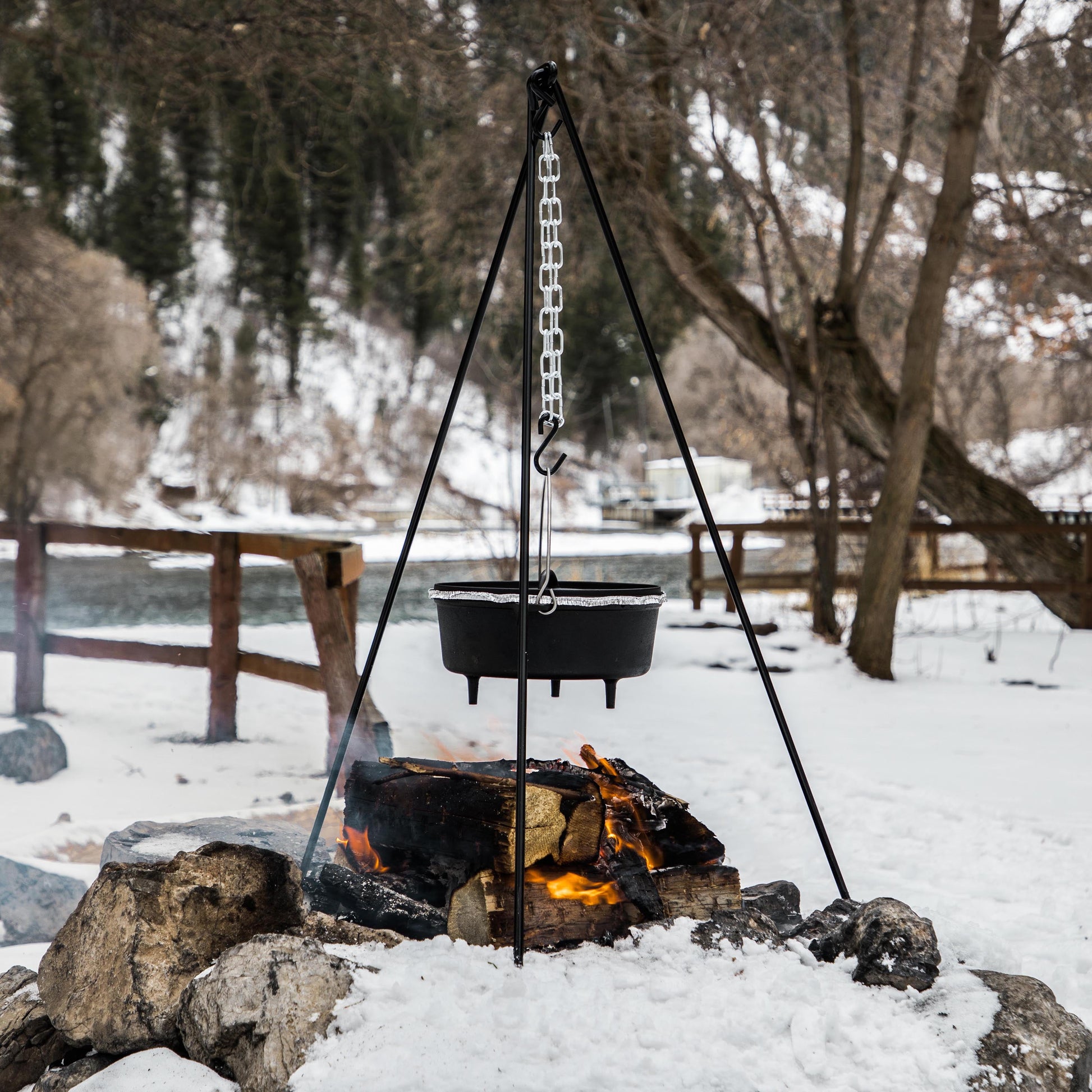 Dutch Oven 50" Tripod, Steel Chain for Hanging Cookware, TRIPOD50