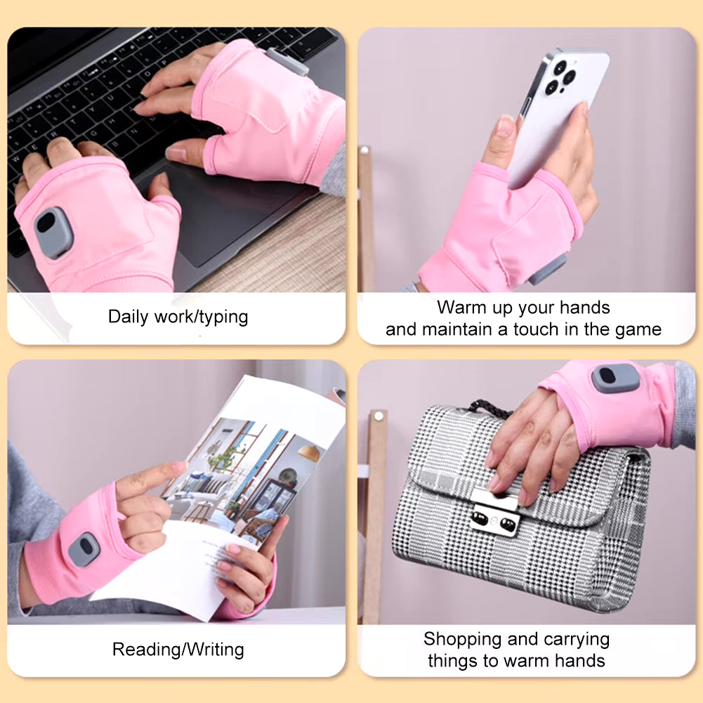1PC Heating Gloves Rechargeable Winter Warm USB Electric Heated Gloves Fingerless Hand Warmer Thermal for Sports Skiing Gloves
