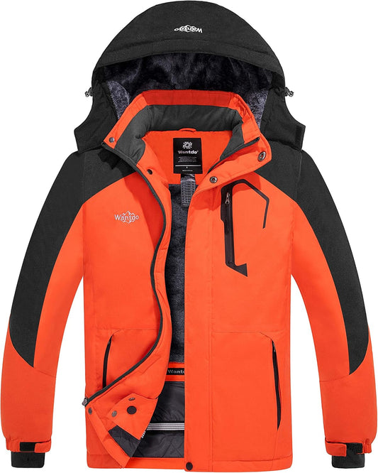 Men'S Mountain Waterproof Ski Jacket Windproof Rain Jacket Winter Warm Hooded Coat