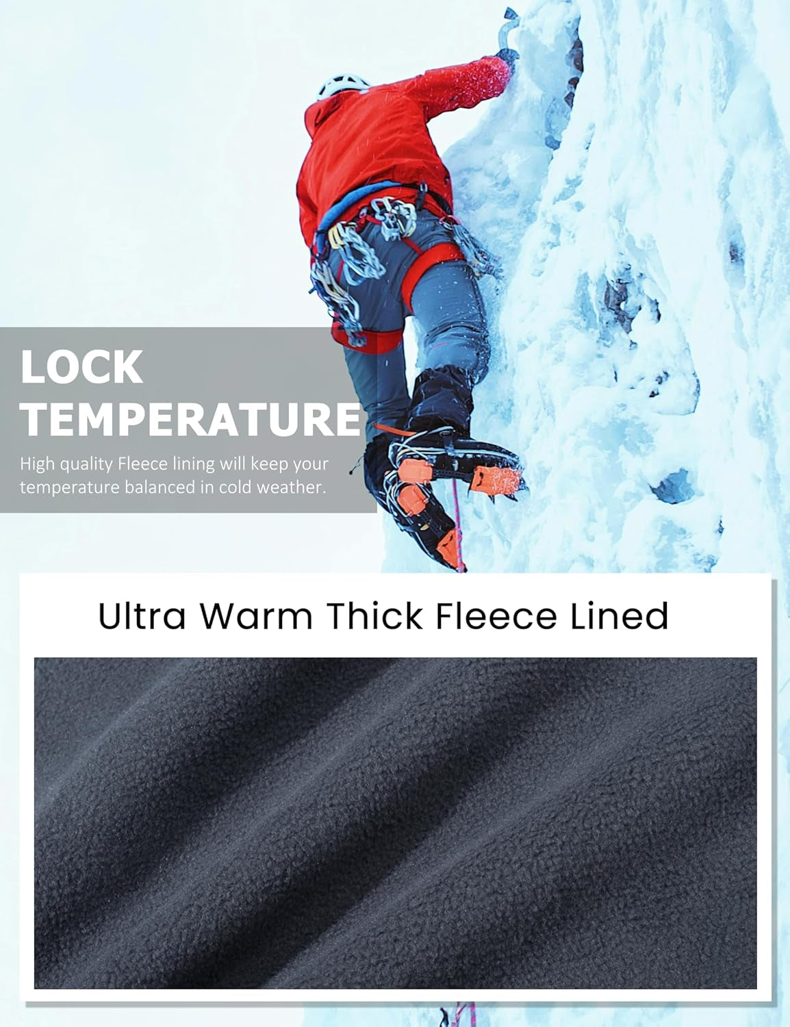 Men'S Winter Pants Fleece Lined Ski Snow Pants Water Resistant 4 Zip Pockets Outdoor Pants