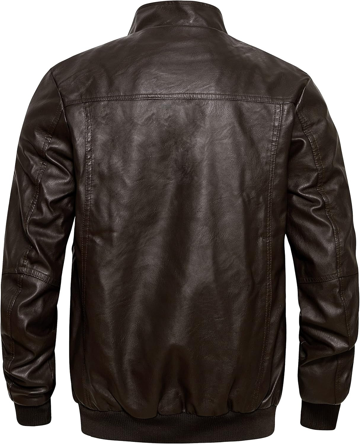 Men'S Faux Leather Jacket Windproof Motorcycle Bomber Jacket Slim Fit Winter Coat with Removable Hood