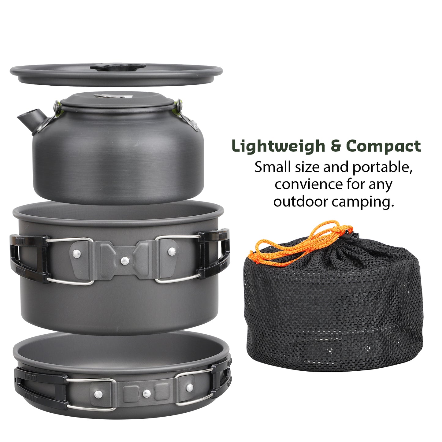 3Pcs Camping Cookware Non-Stick Camping Cooking Set Lightweight Camping Pots and Pans Set for Backpacking Outdoor Hiking Picnic