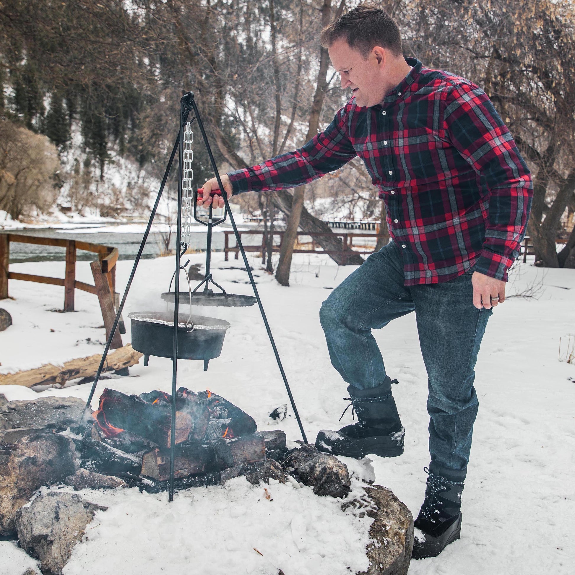 Dutch Oven 50" Tripod, Steel Chain for Hanging Cookware, TRIPOD50