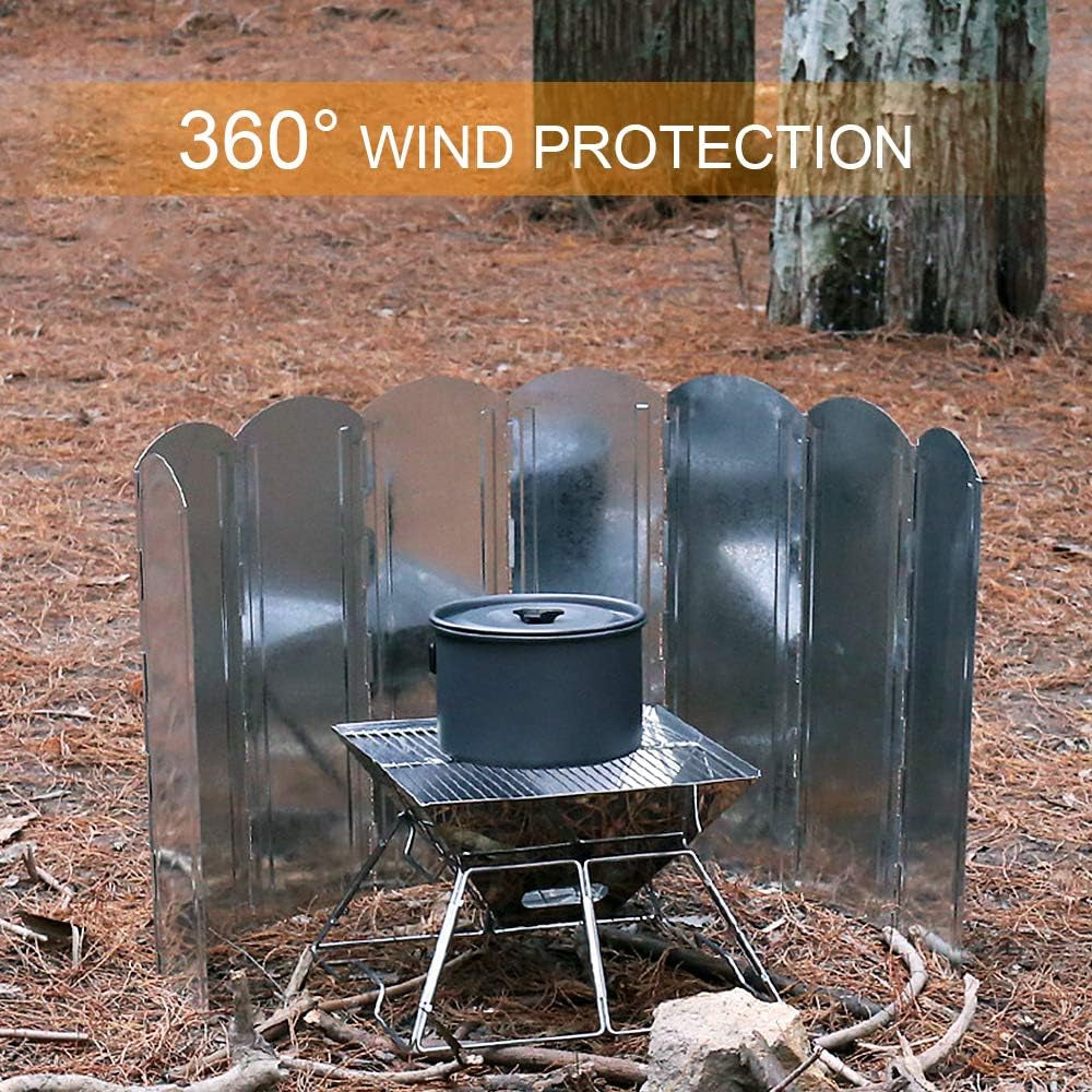 Outdoor Folding Windscreen Outdoor Stove Windproof Aluminum Alloy for Camping Camping Cookware (5)