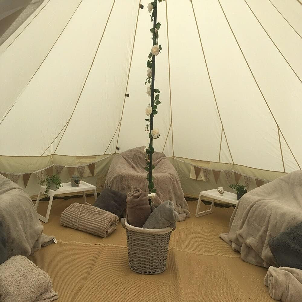 Luxury New Oxford Fabric Bell Tent with Stove Jack (Sidewall), Suitable for 4 Season Waterproof Family Outdoor Glamping Yurt Tent