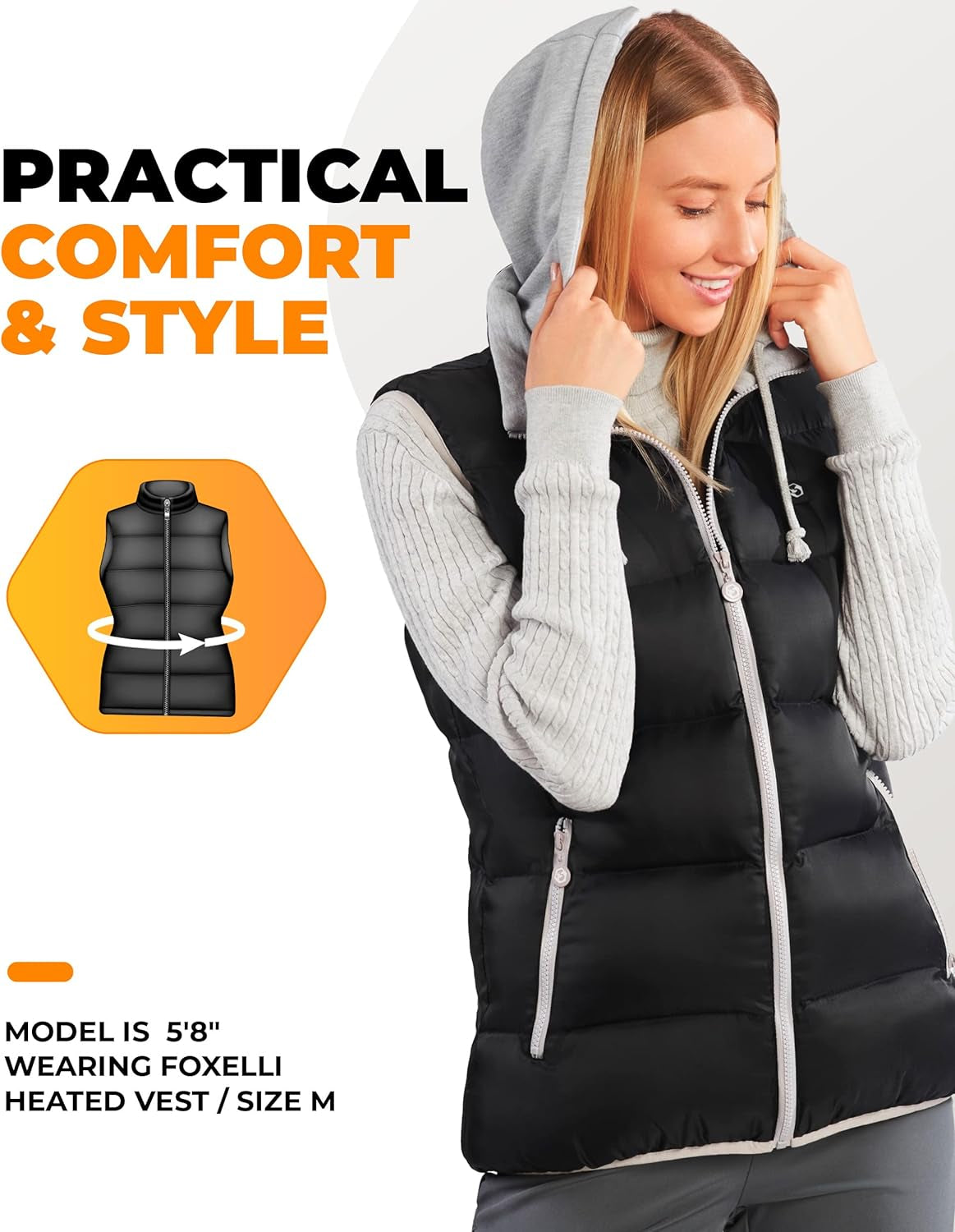 Women’S Lightweight Heated Vest with Battery Pack