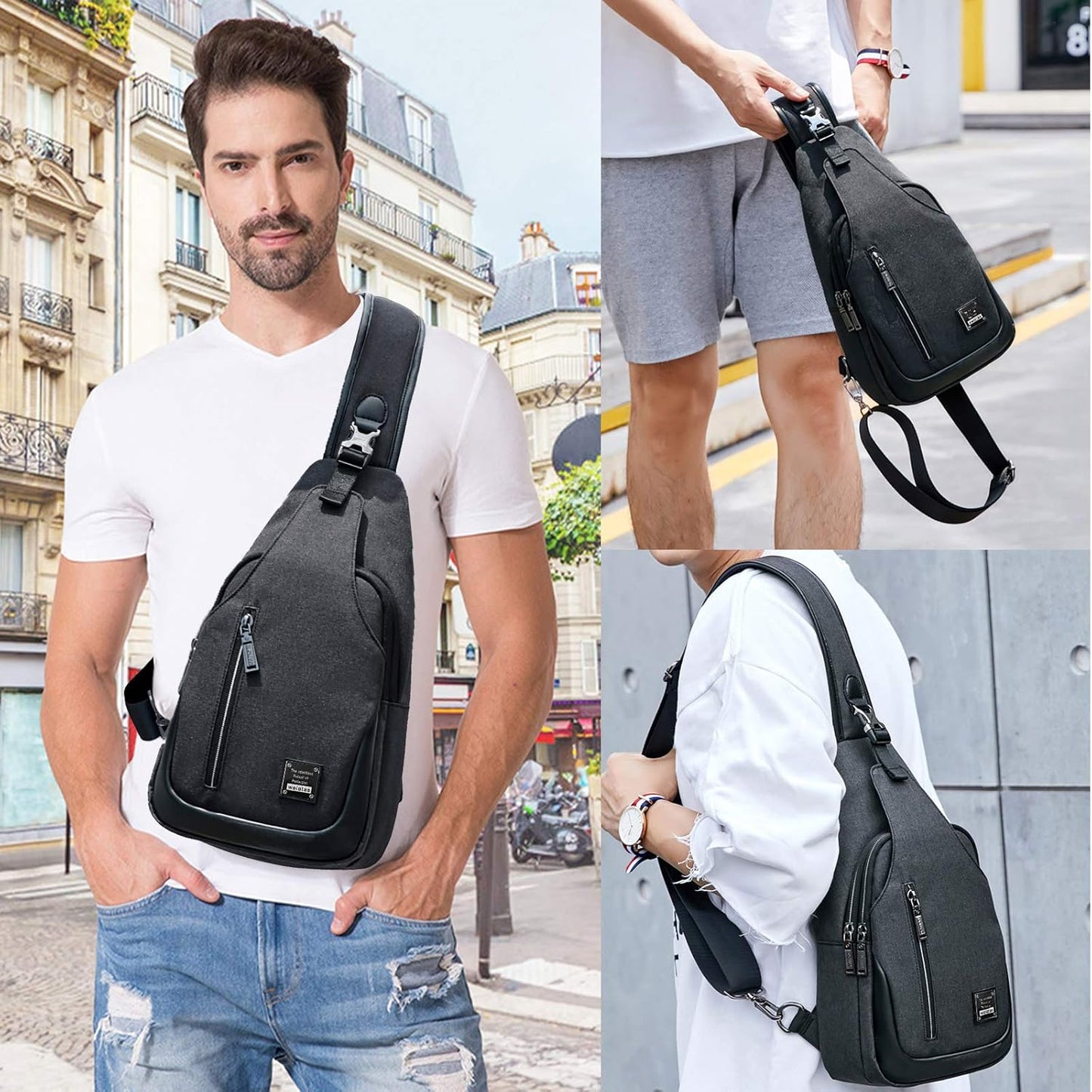 Crossbody Sling Backpack, Sling Bag for Men Women, Multi-Purpose Chest Shoulder Bag, Hiking Travel Daypack