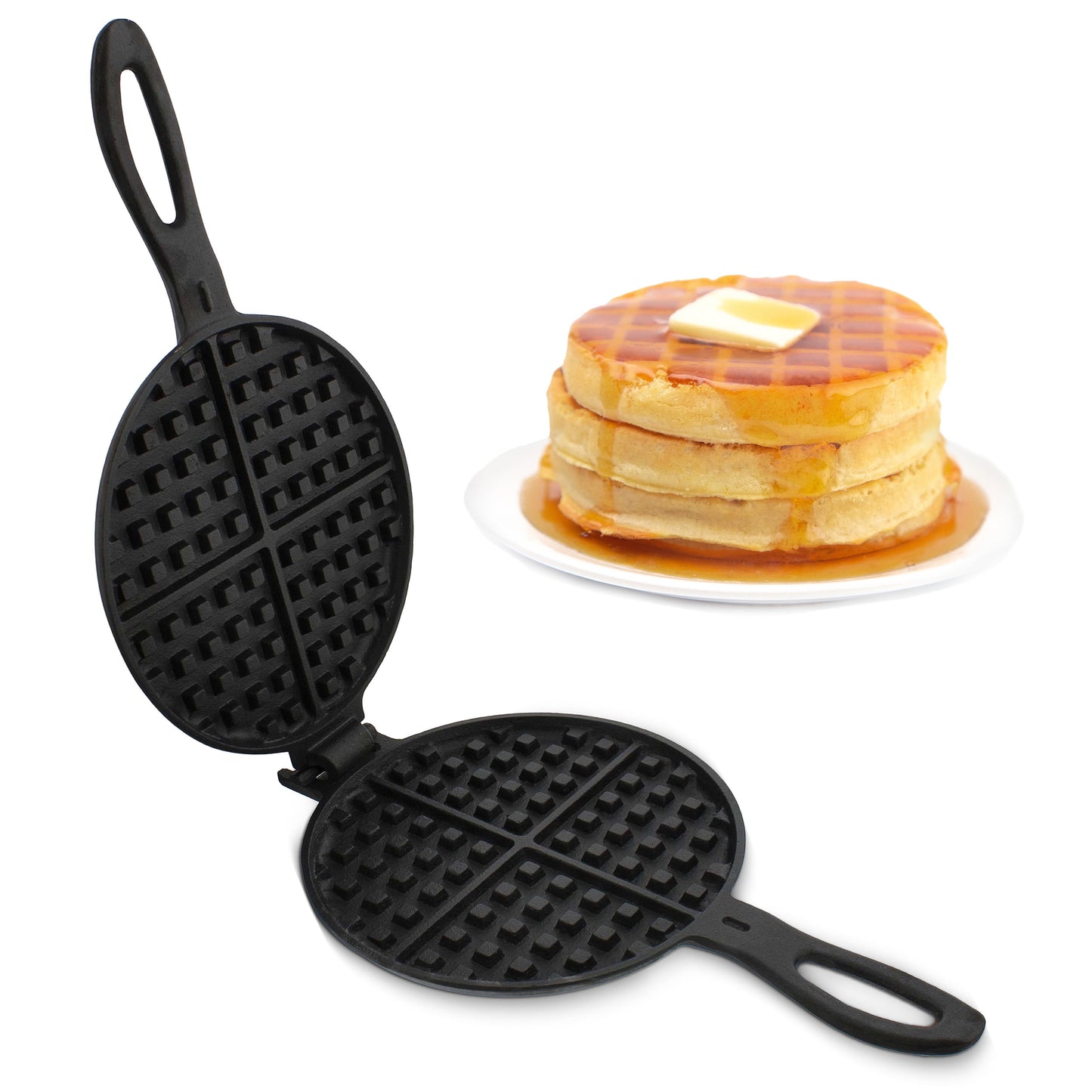 Cast Iron Waffle Maker Pan 6In Stove Top Waffle Iron Cookware for Camping