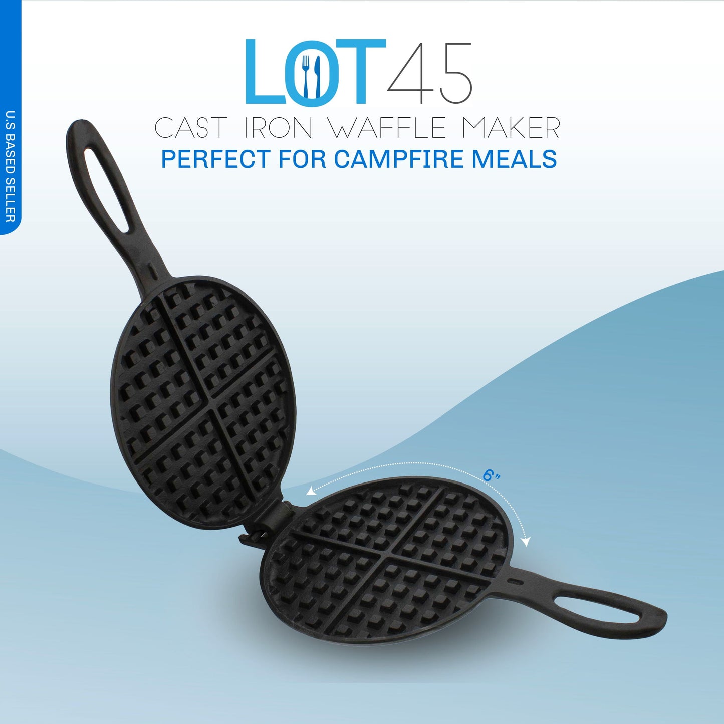 Cast Iron Waffle Maker Pan 6In Stove Top Waffle Iron Cookware for Camping