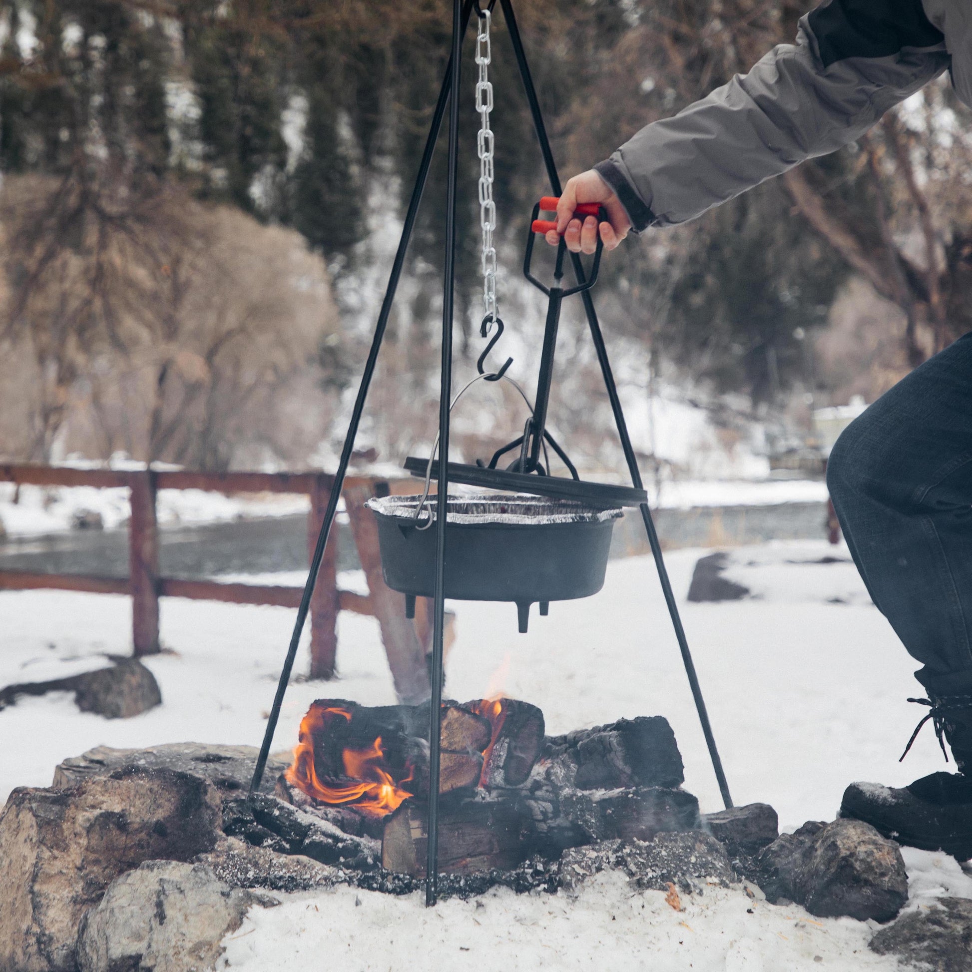 Dutch Oven 50" Tripod, Steel Chain for Hanging Cookware, TRIPOD50