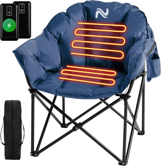 Heated Camping Chair W/Lumbar Support- 10000Mah Power Bank Included, Adults Padded Portable Camping Chair Outdoor Heated Chair, Carry Bag,Teal