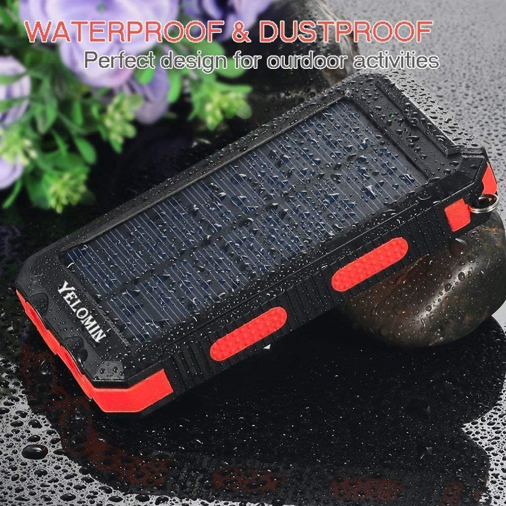 Solar Charger, 20000Mah Portable Waterproof Solar Power Bank for Cellphones Tablets External Backup Battery Pack Built-In Dual USB Outputs/Led Flashlights, Suitable for Outdoor Camping Travel…