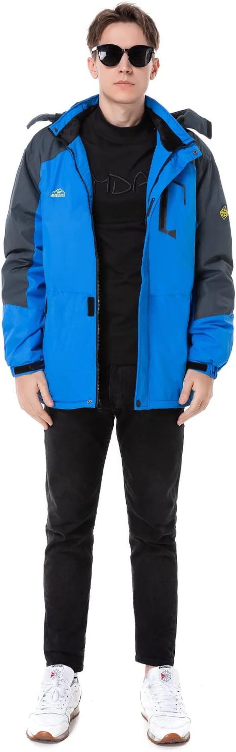 Men'S Waterproof Ski Jacket Fleece Windproof Mountain Winter Snow Jacket Warm Outdoor Sports Rain Coat with Hooded