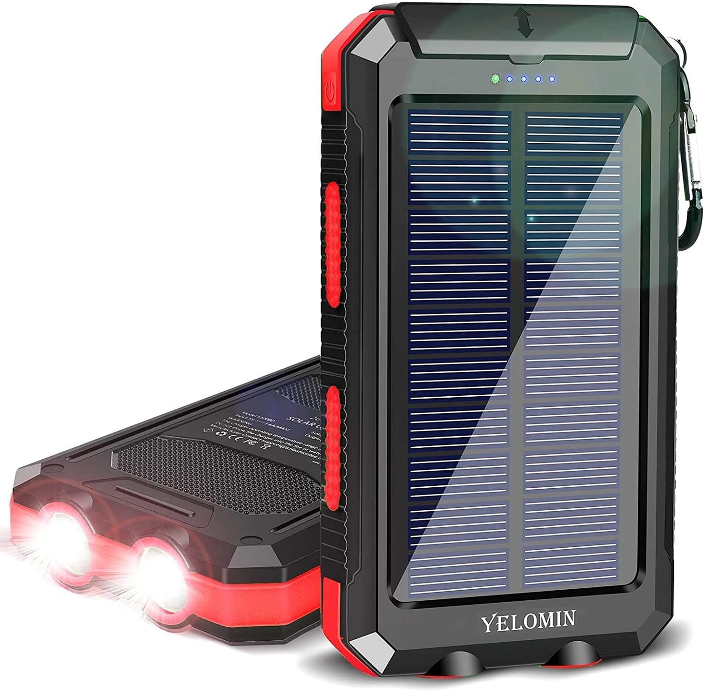 Solar Charger, 20000Mah Portable Waterproof Solar Power Bank for Cellphones Tablets External Backup Battery Pack Built-In Dual USB Outputs/Led Flashlights, Suitable for Outdoor Camping Travel…