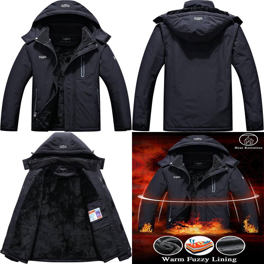 Men's Mountain Waterproof Windproof Hooded Ski Jacket