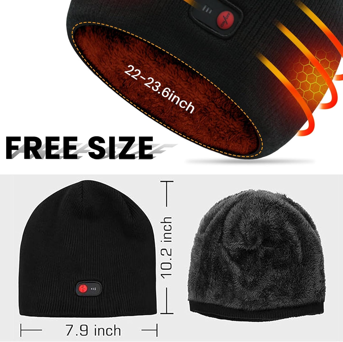 Rechargeable Heated Hats for Men Women Electric Heated Beanie Hat, Battery Heat Cap for Fishing Skiing Motorcycling