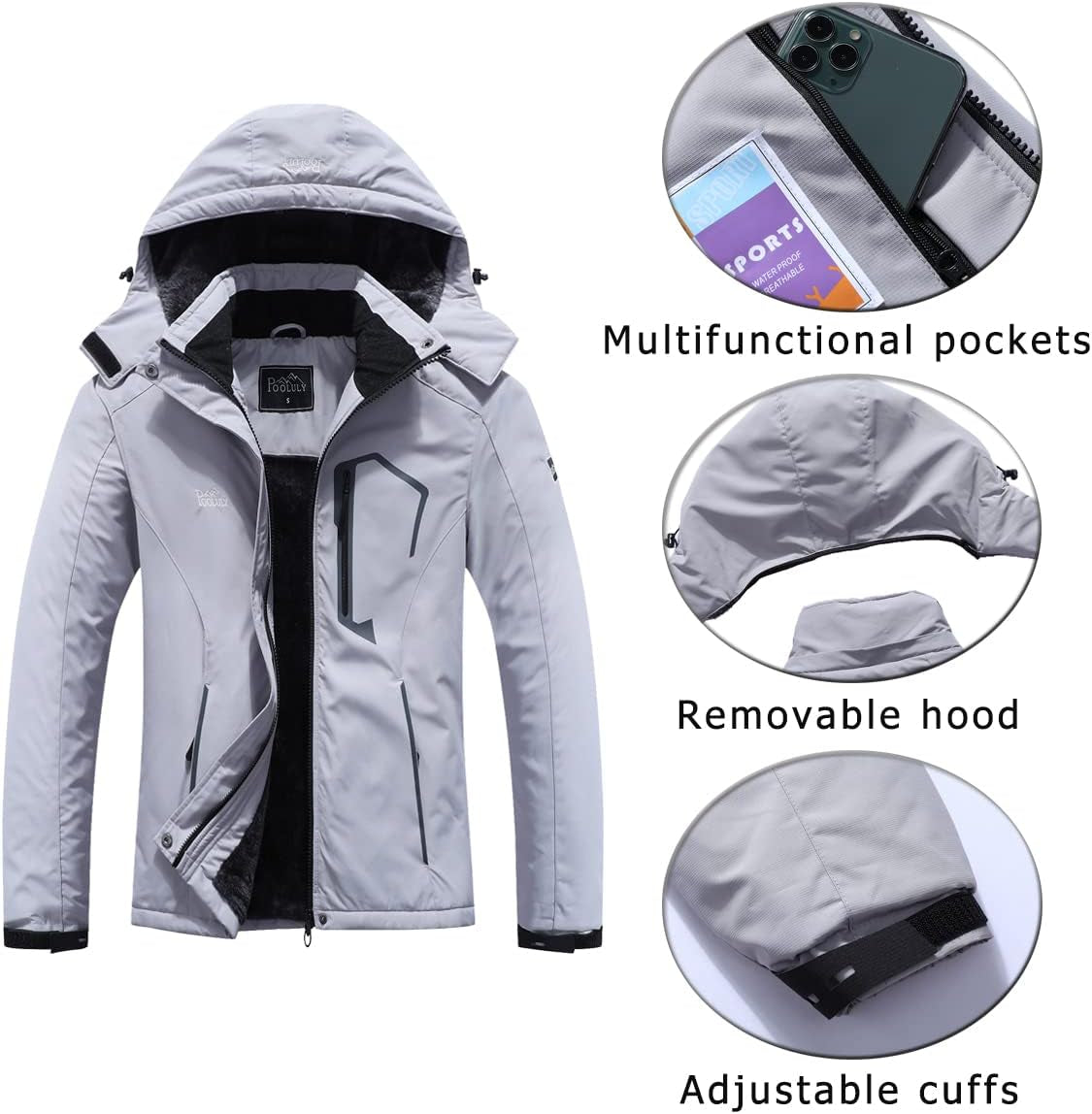 Women'S Ski Jacket Warm Winter Waterproof Windbreaker Hooded Raincoat Snowboarding Jackets