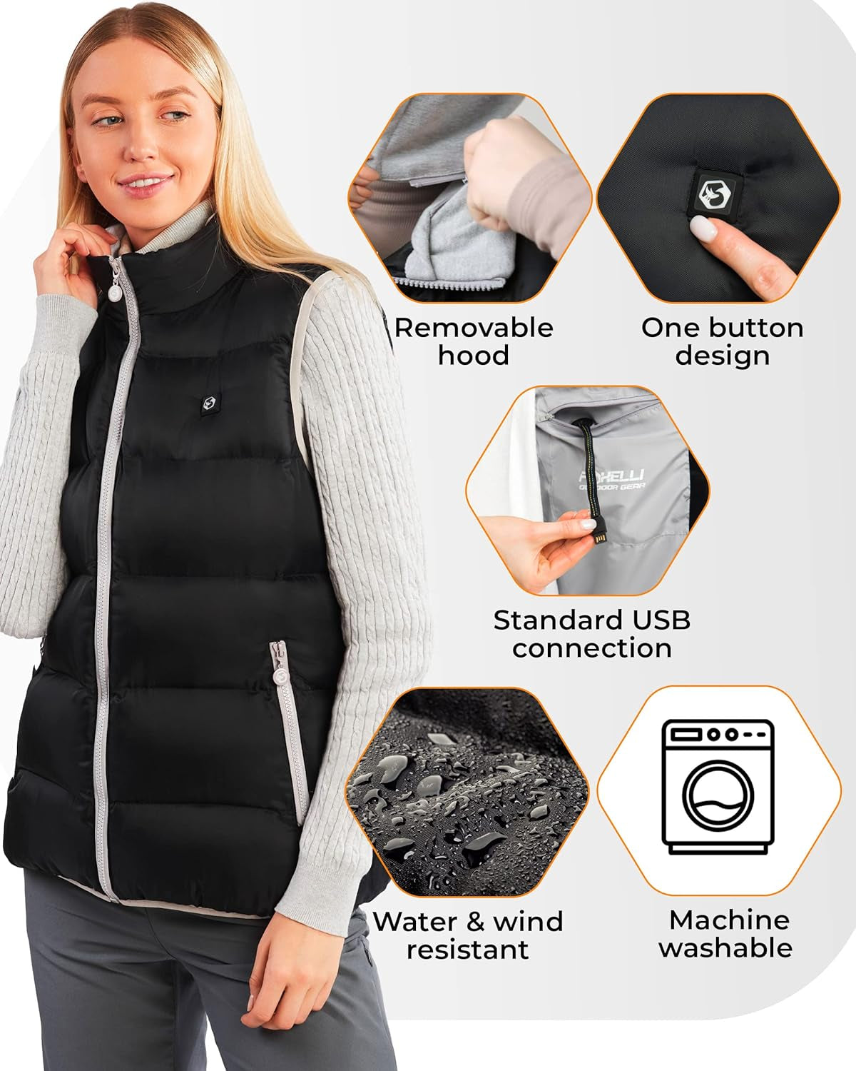 Women’S Lightweight Heated Vest with Battery Pack