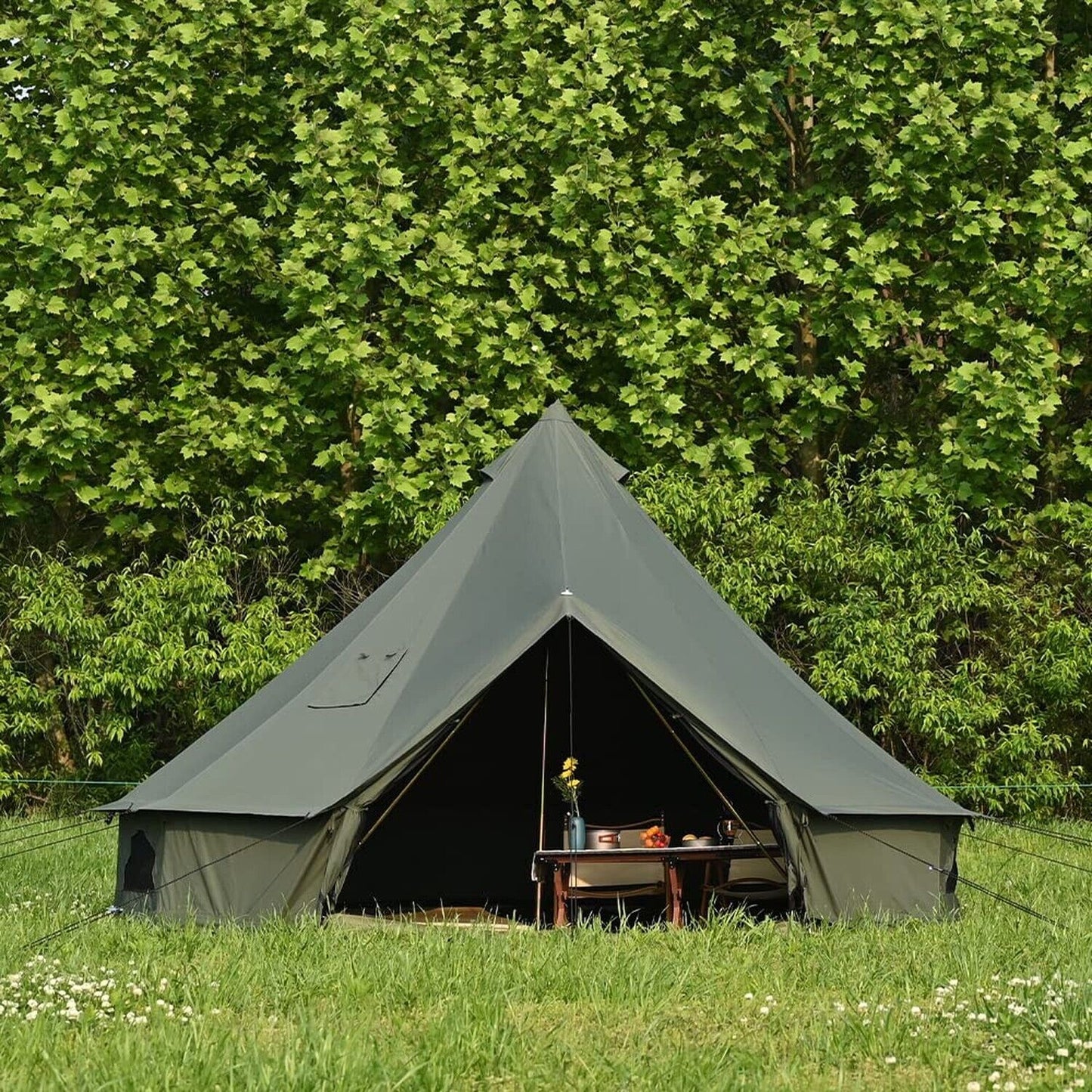 Cotton Canvas Bell Tent with Stove Jack, Roomy Yurt Tent for Family Glamping ...