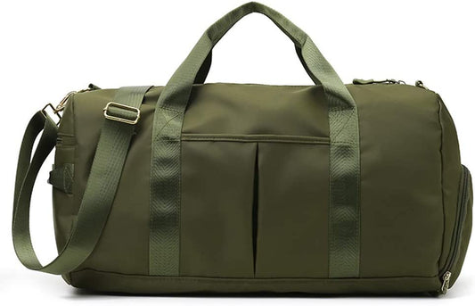 Sports Gym Bag for Women or Men Travel Duffel Bag with Wet Pocket and Shoes Compartment for Training Swim Yoga(Armygreen)